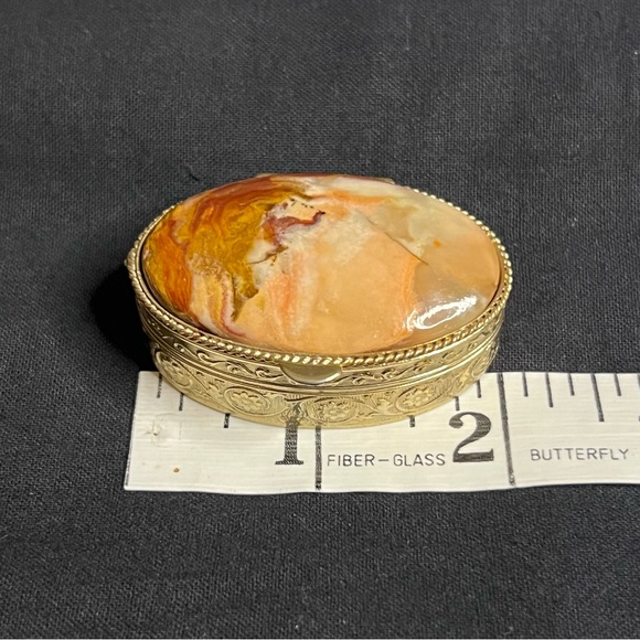 Stone & Brass (?) Oval Box - Picture 8 of 10